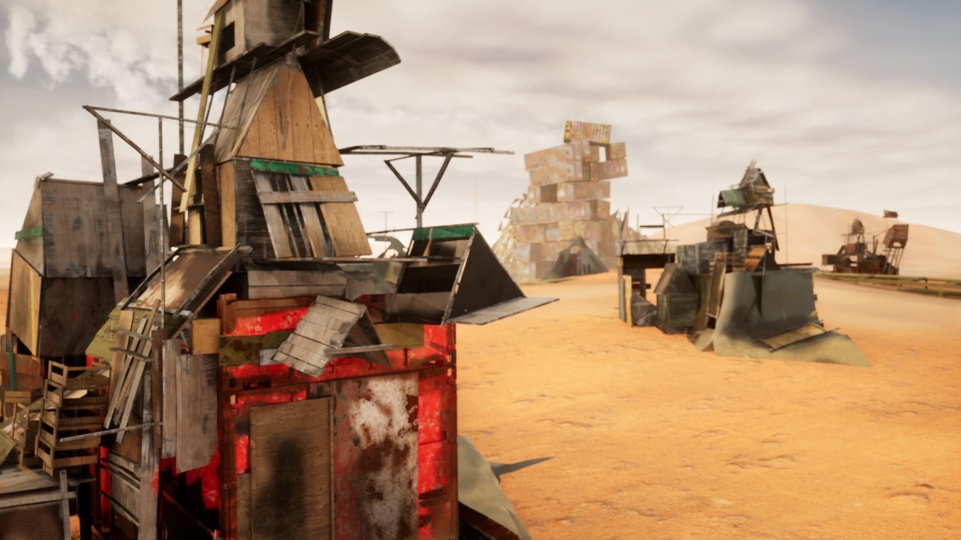 Post Apocalyptic Kitbash UNREAL FBX BLEND Houses Containers  3D model_32