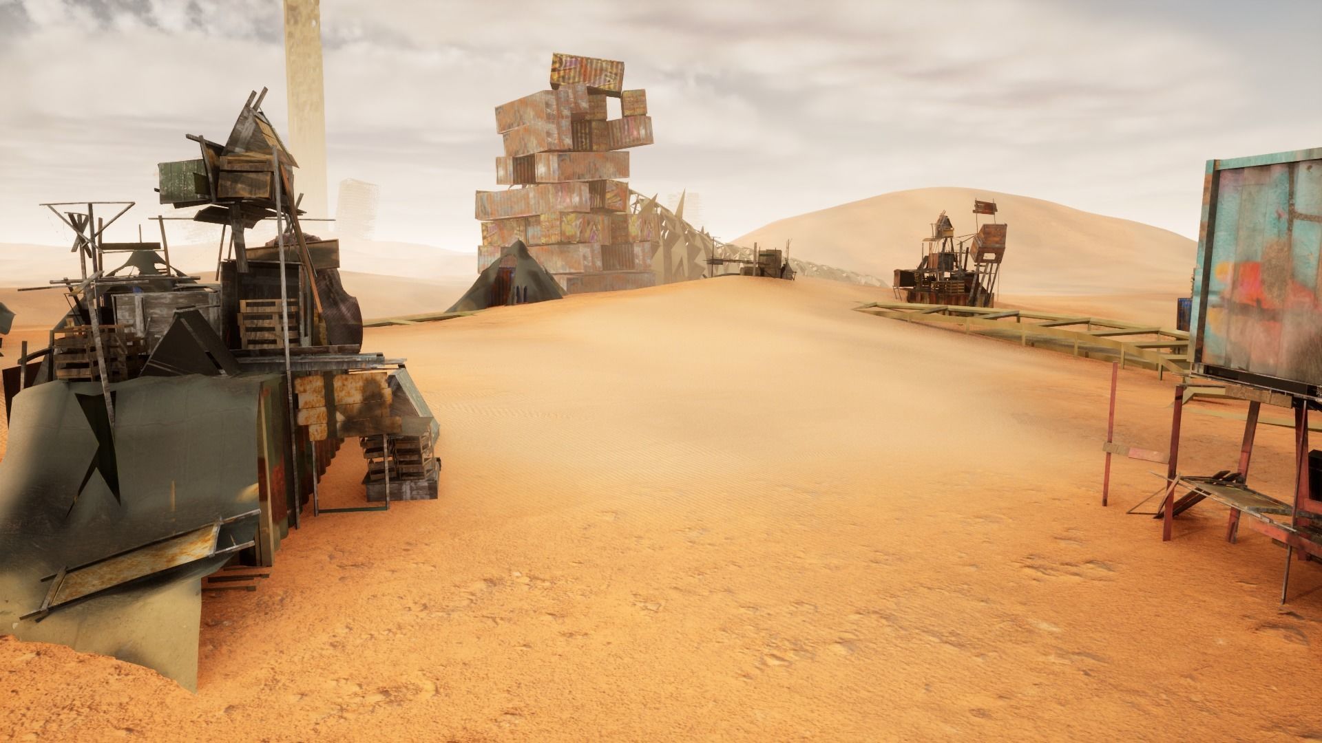 Post Apocalyptic Kitbash UNREAL FBX BLEND Houses Containers  3D model_34