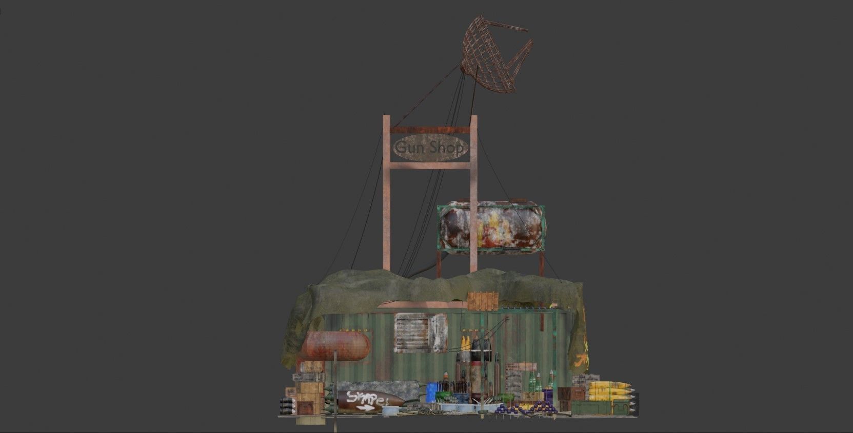 Post Apocalyptic Kitbash UNREAL FBX BLEND Houses Containers  3D model_4