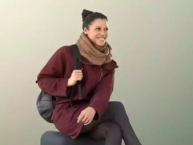 Diana 10884 - Sitting Woman With Bag Smiling 3D model Diana 10884 - Sitting Woman With Bag Smiling 3D model