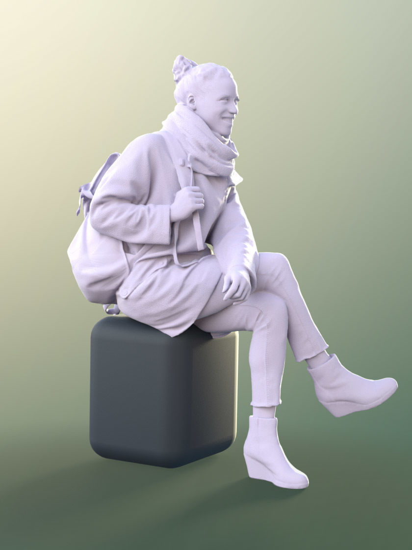 Diana 10884 - Sitting Woman With Bag Smiling 3D model_5