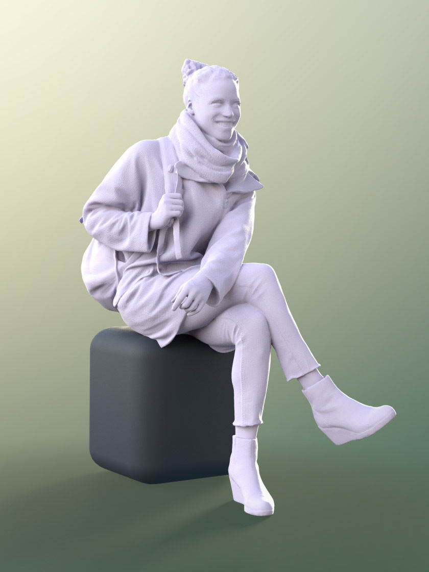 Diana 10884 - Sitting Woman With Bag Smiling 3D model_4