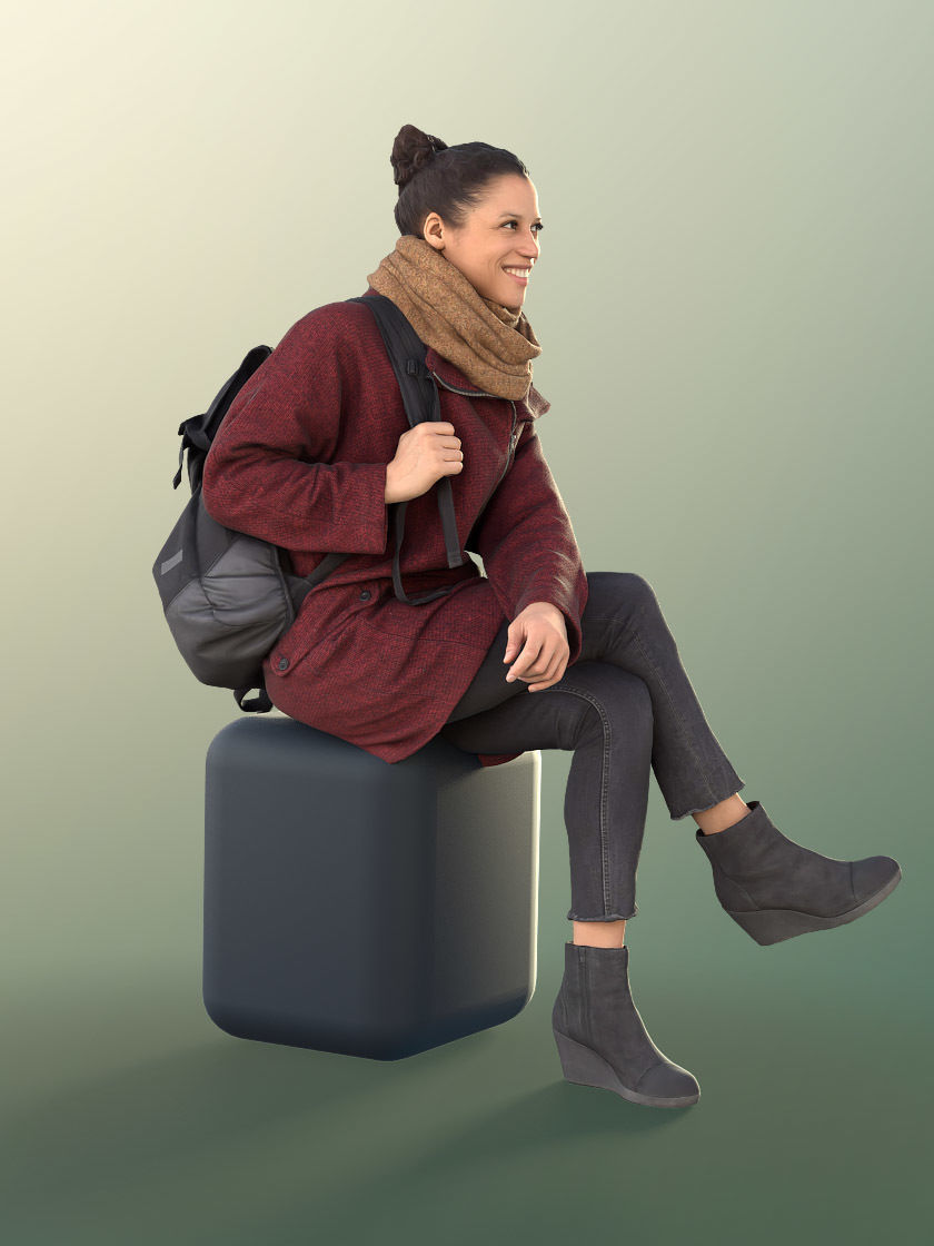 Diana 10884 - Sitting Woman With Bag Smiling 3D model_3