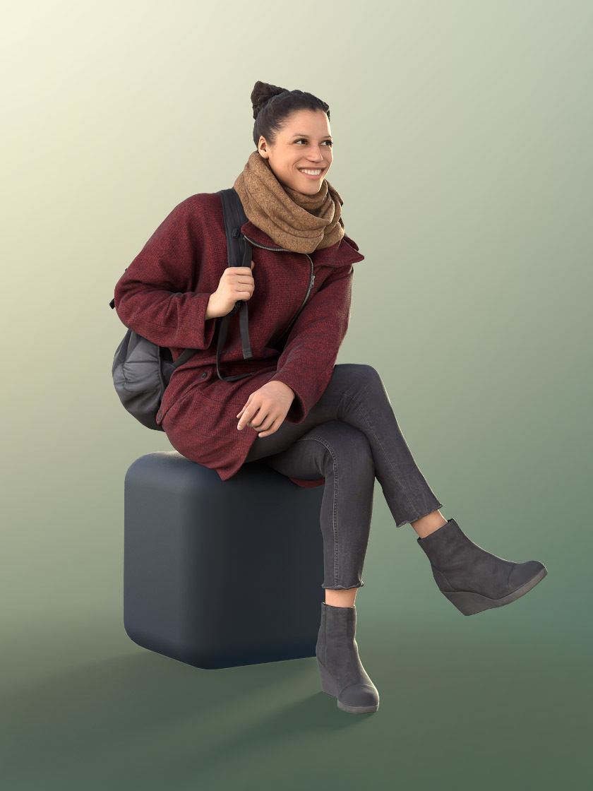Diana 10884 - Sitting Woman With Bag Smiling 3D model_2