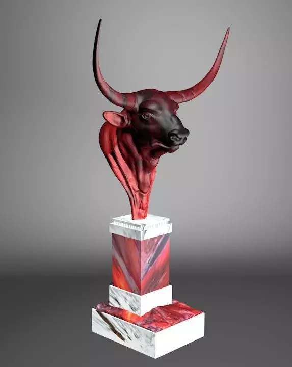 Buffalo bull sculpture 3D print model_0