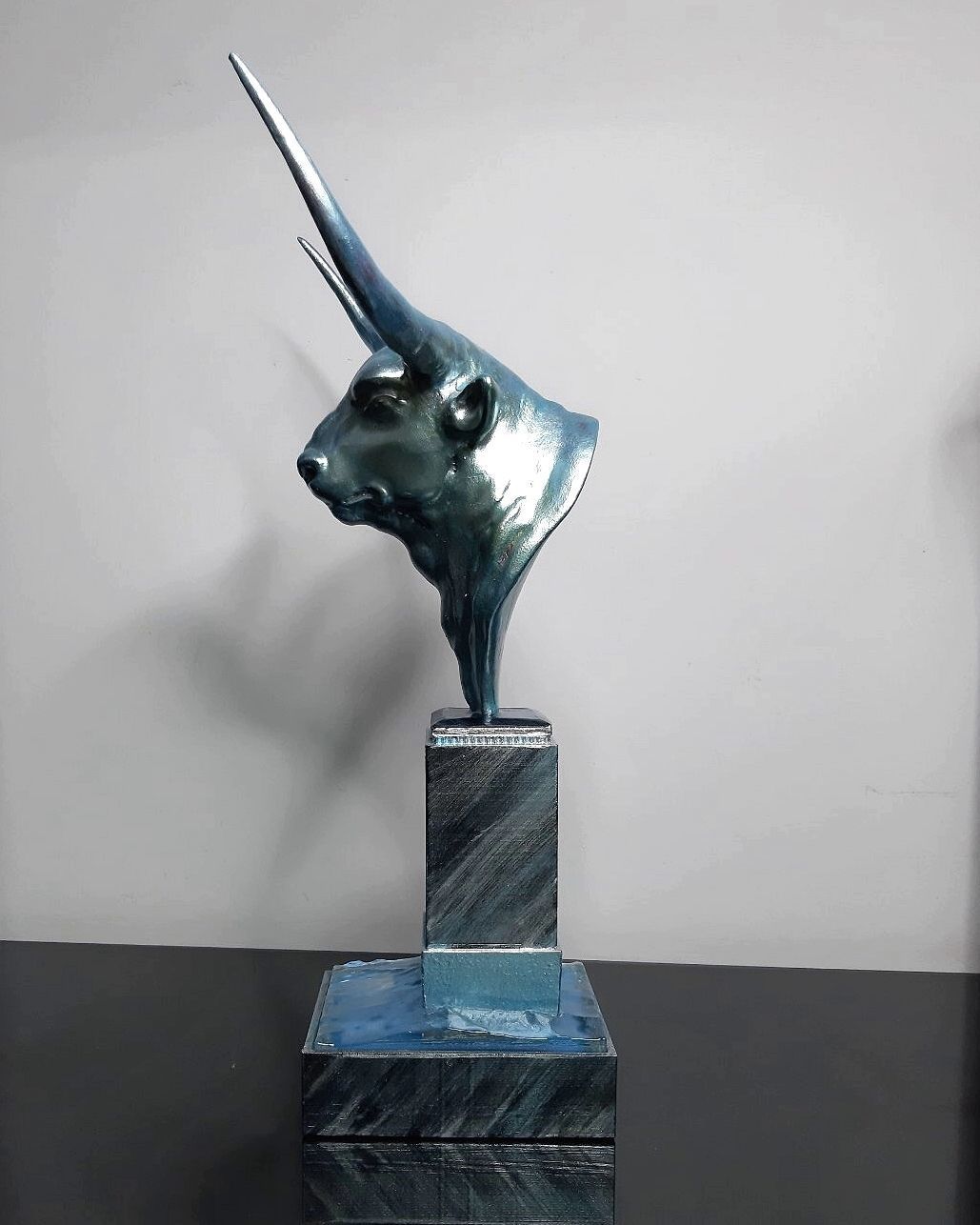 Buffalo bull sculpture 3D print model_10