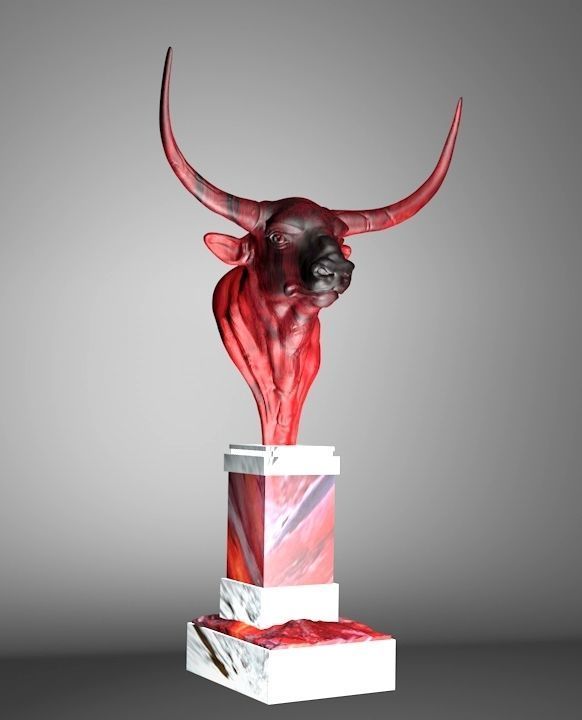 Buffalo bull sculpture 3D print model_4