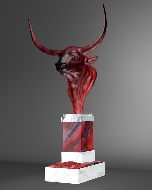 Buffalo bull sculpture 3D print model_1