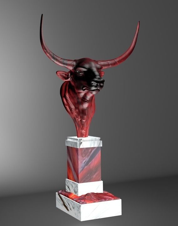Buffalo bull sculpture 3D print model_2