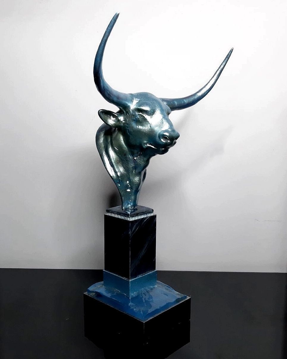 Buffalo bull sculpture 3D print model_14