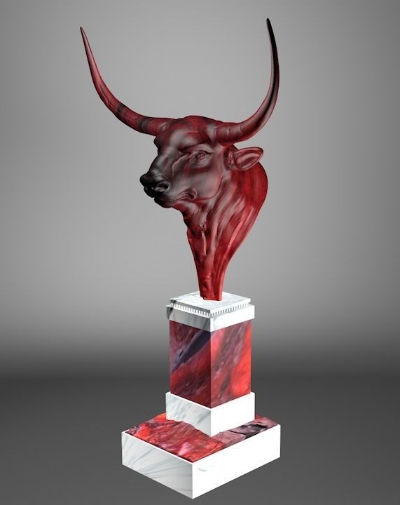 Buffalo bull sculpture 3D print model_3