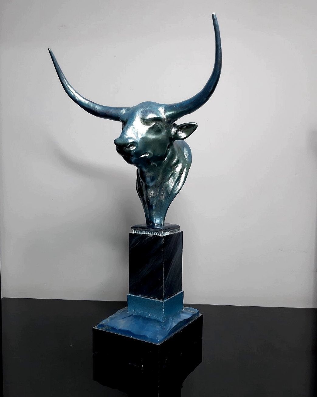 Buffalo bull sculpture 3D print model_9