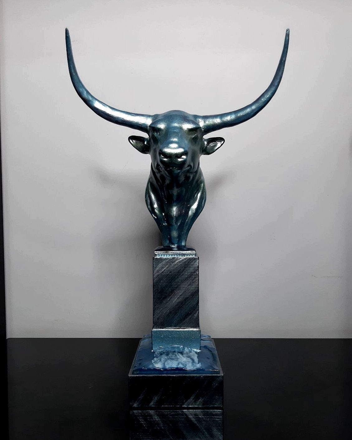 Buffalo bull sculpture 3D print model_7