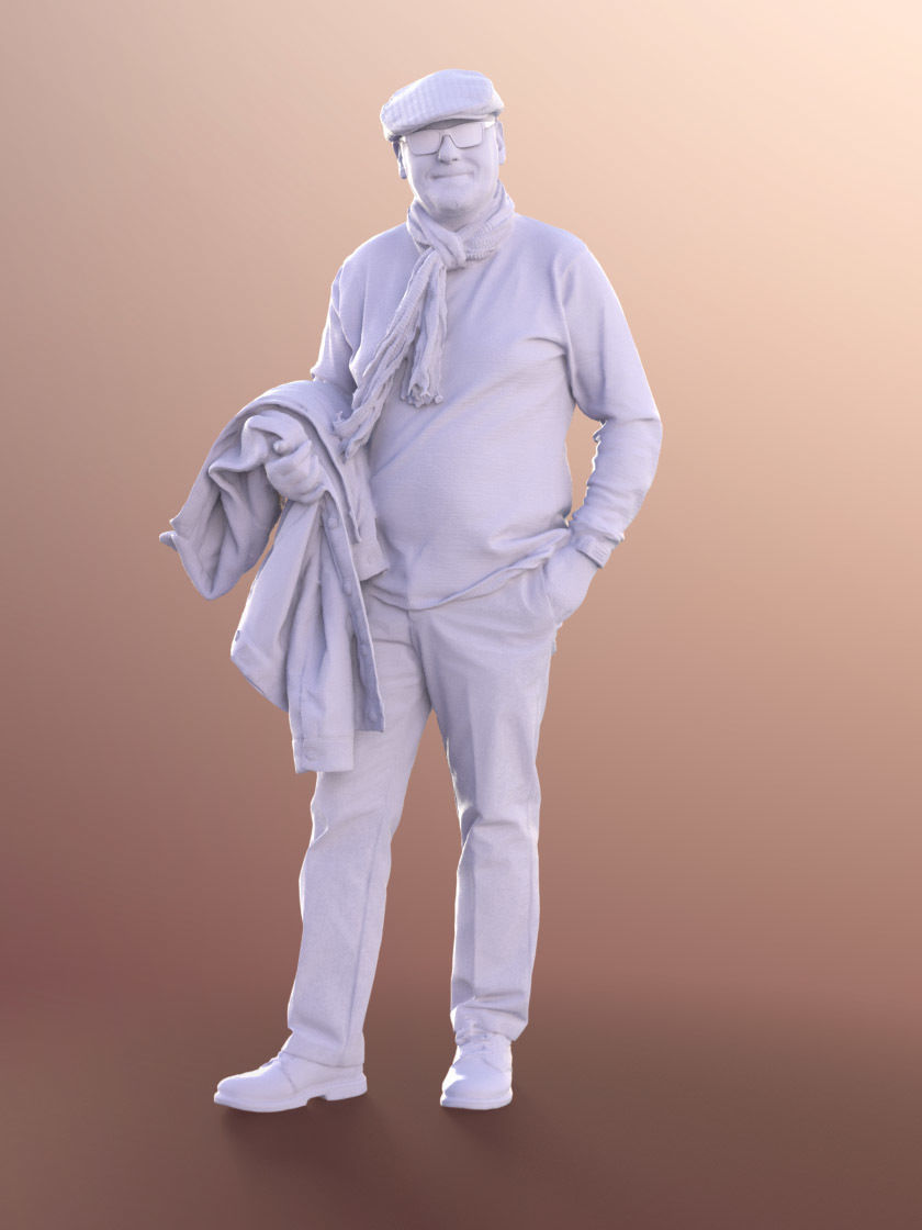 Phil 11239 - Best Ager Man Holding His Jacket With Mask 3D model_5