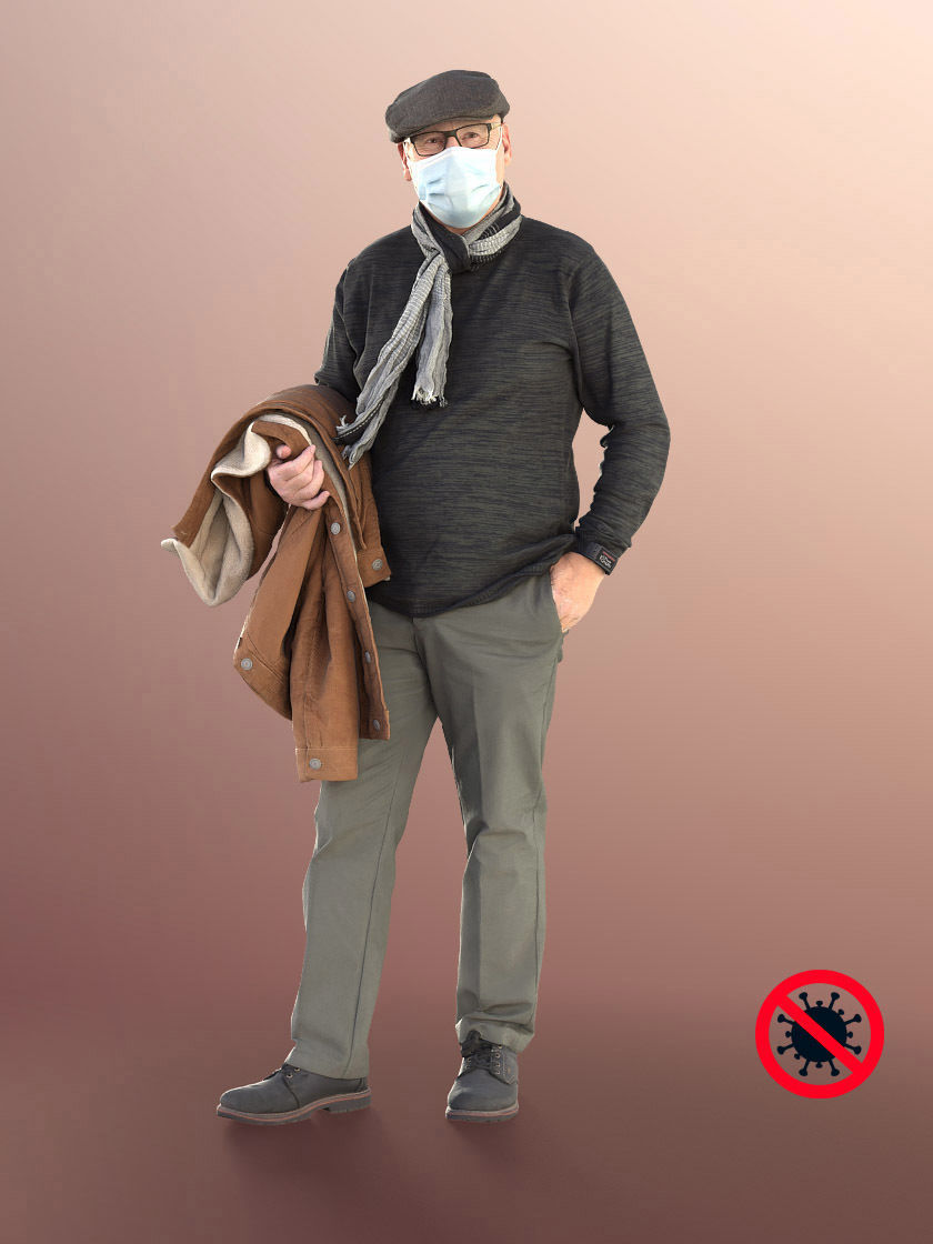 Phil 11239 - Best Ager Man Holding His Jacket With Mask 3D model_2