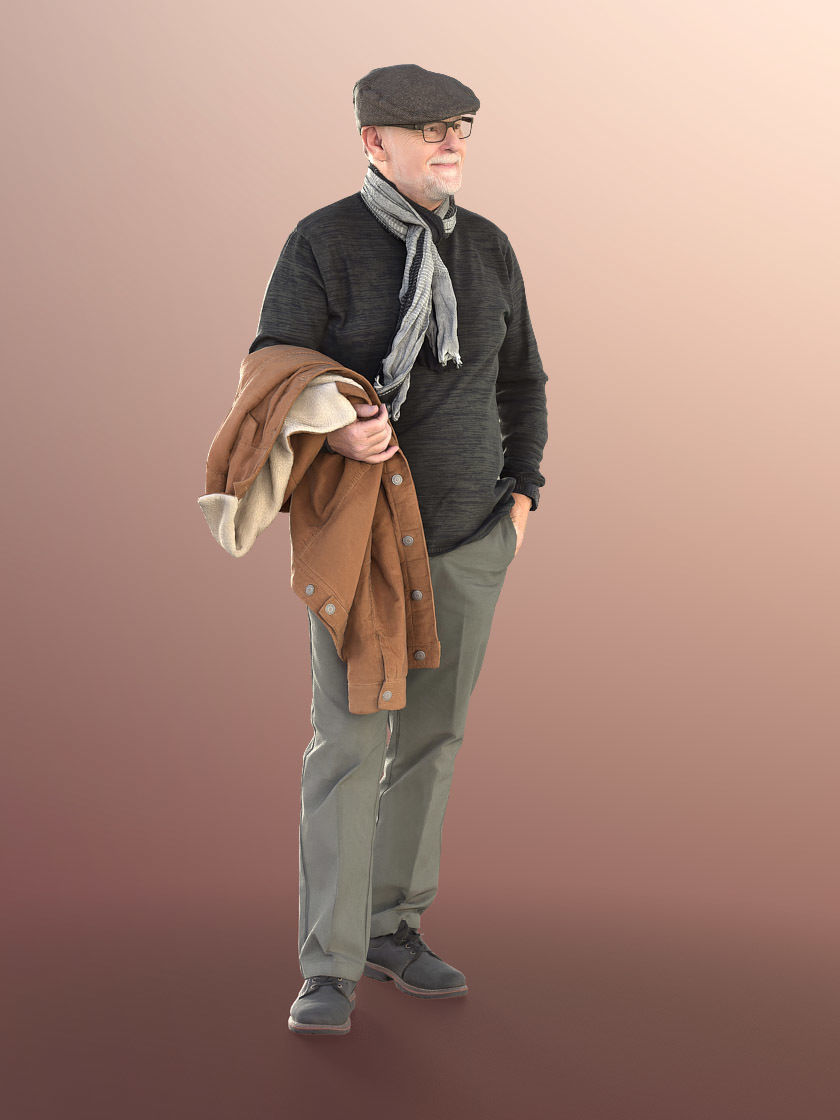 Phil 11239 - Best Ager Man Holding His Jacket With Mask 3D model_4