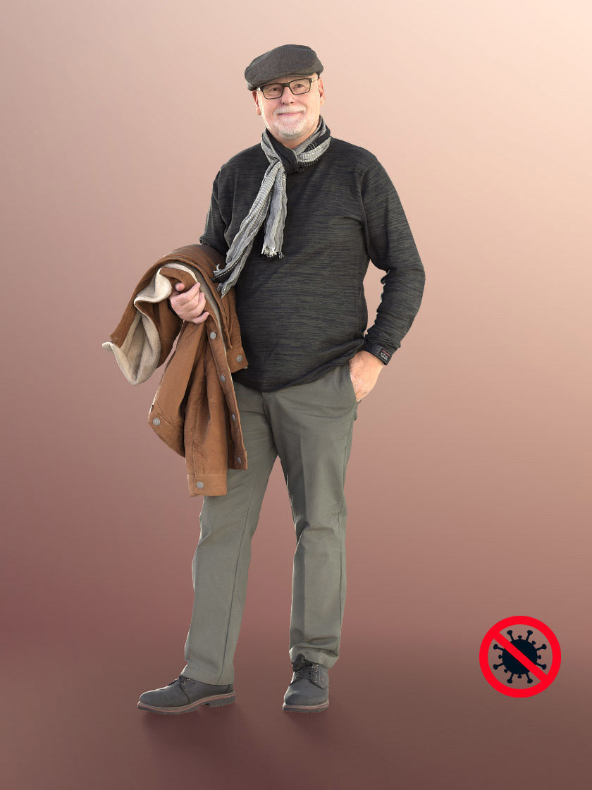 Phil 11239 - Best Ager Man Holding His Jacket With Mask 3D model_3