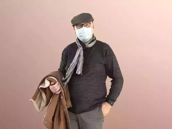 Phil 11239 - Best Ager Man Holding His Jacket With Mask 3D model