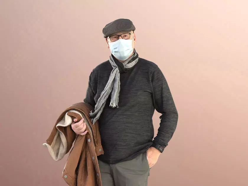 Phil 11239 - Best Ager Man Holding His Jacket With Mask 3D model_0
