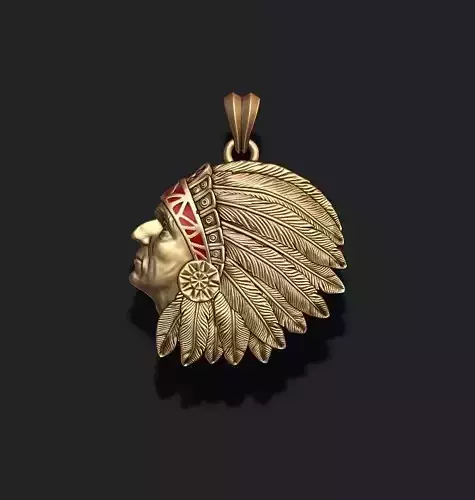 Native American Indian man pendant 3D print model
