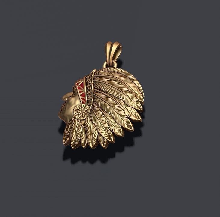 Native American Indian man pendant 3D print model_2