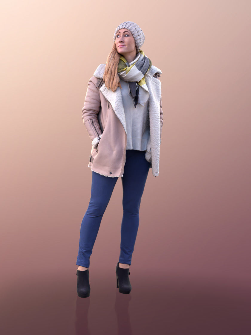 Rocio10686  - Woman In Winter Jacket And Scarf Looking Around 3D model_2