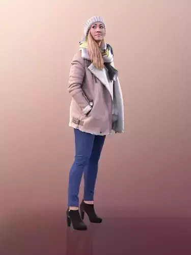 Rocio10686  - Woman In Winter Jacket And Scarf Looking Around 3D model