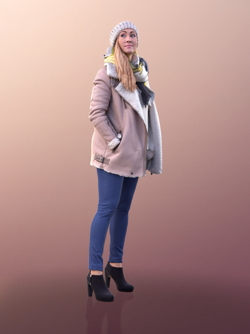 Rocio10686  - Woman In Winter Jacket And Scarf Looking Around 3D model_5