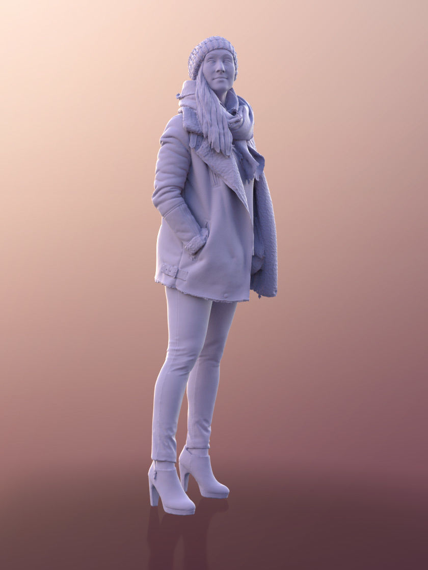 Rocio10686  - Woman In Winter Jacket And Scarf Looking Around 3D model_3