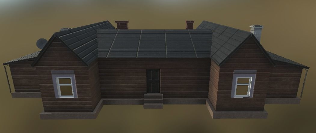 Low Poly game-ready european house Low-poly 3D model_1