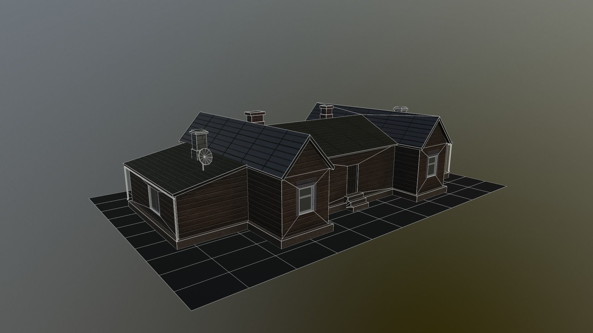 Low Poly game-ready european house Low-poly 3D model_6