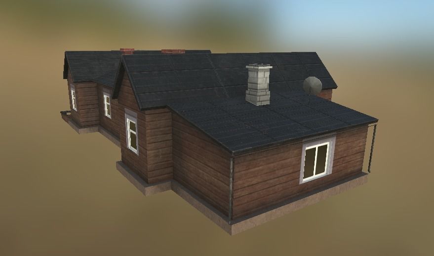 Low Poly game-ready european house Low-poly 3D model_4
