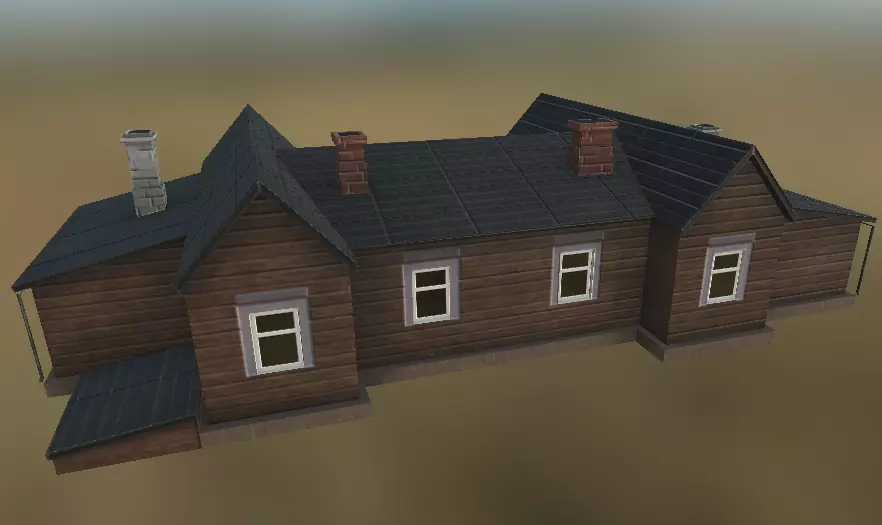 Low Poly game-ready european house Low-poly 3D model_0