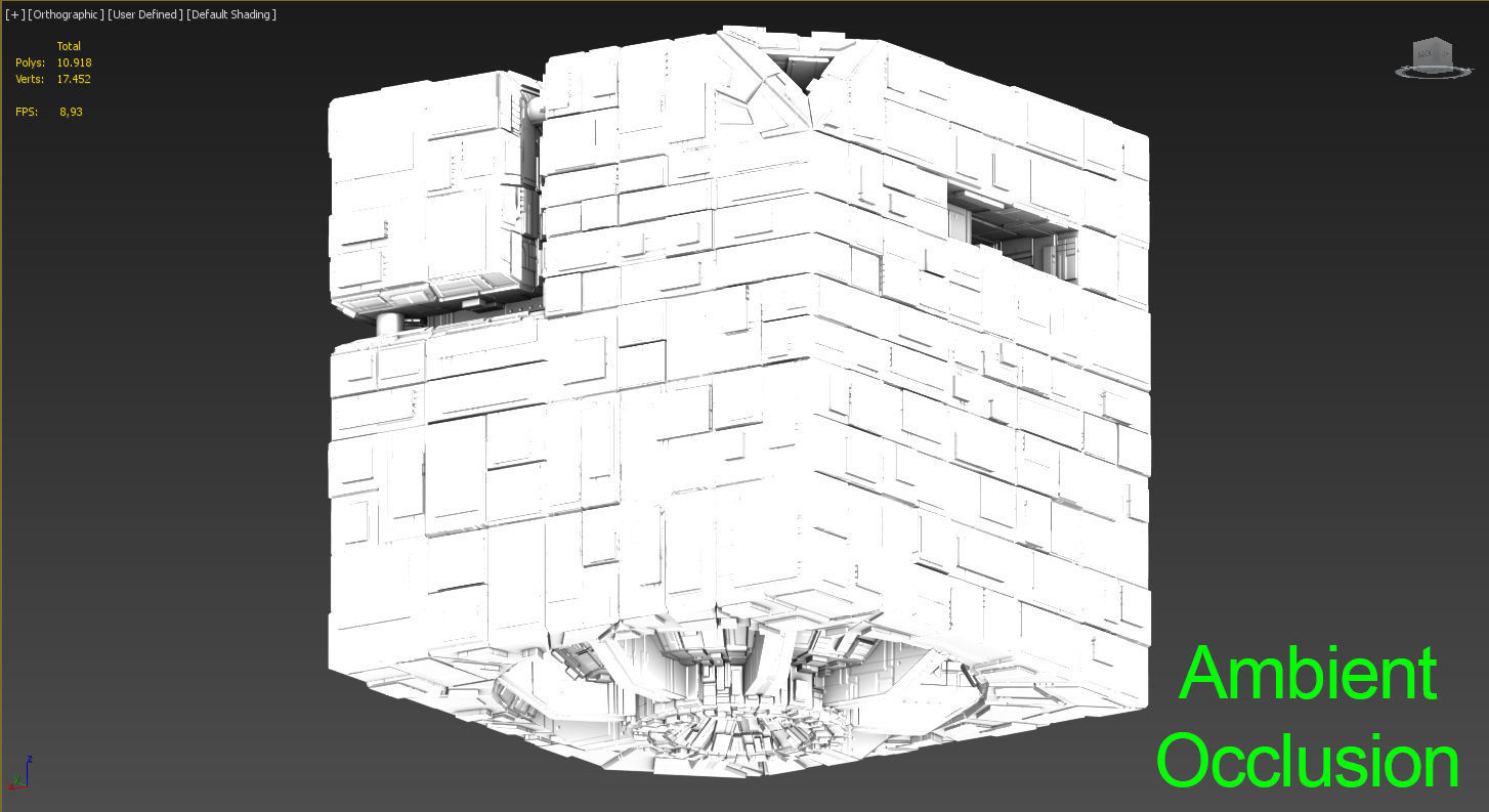 Borg Cube Space Station Ship Box Lowpoly Low-poly 3D model_9