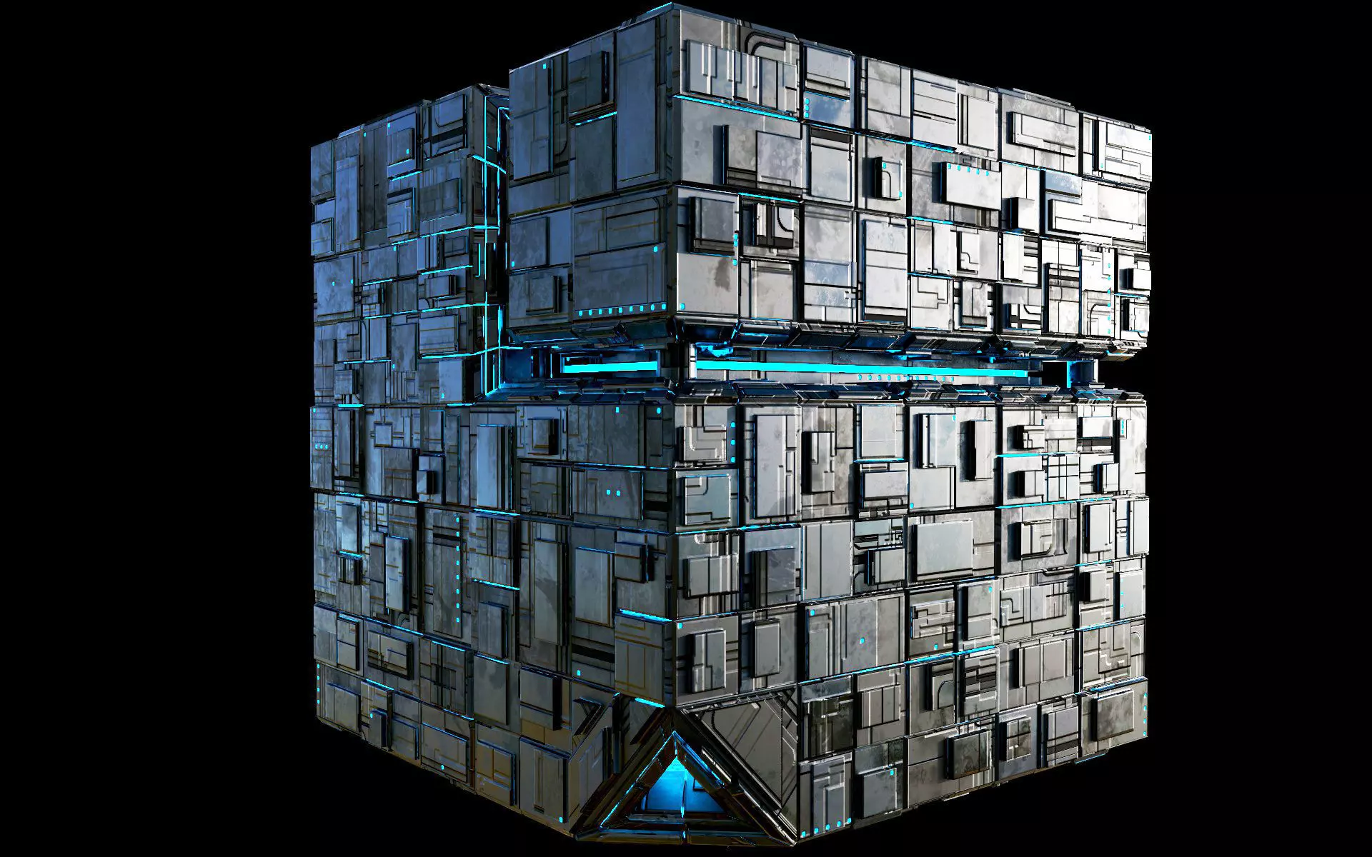 Borg Cube Space Station Ship Box Lowpoly Low-poly 3D model_0