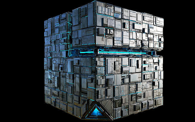 Borg Cube Space Station Ship Box Lowpoly Low-poly 3D model