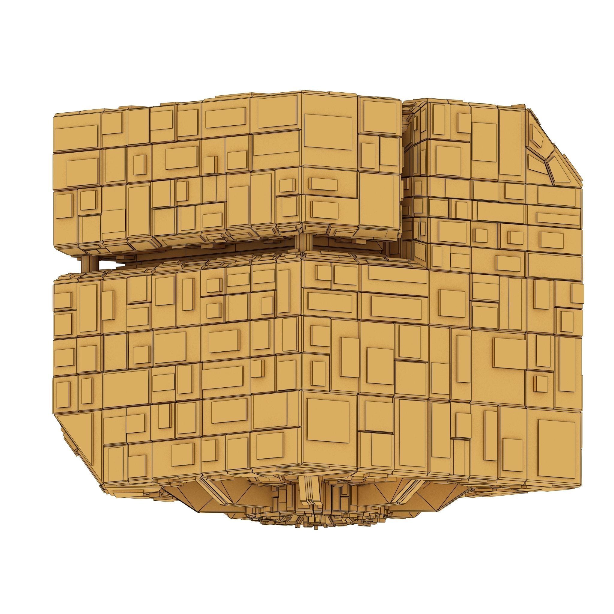 Borg Cube Space Station Ship Box Lowpoly Low-poly 3D model_8