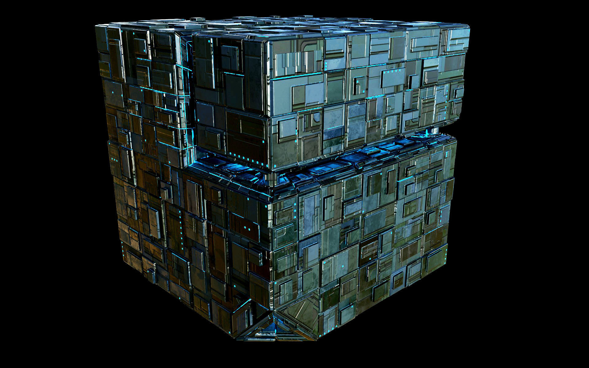 Borg Cube Space Station Ship Box Lowpoly Low-poly 3D model_2