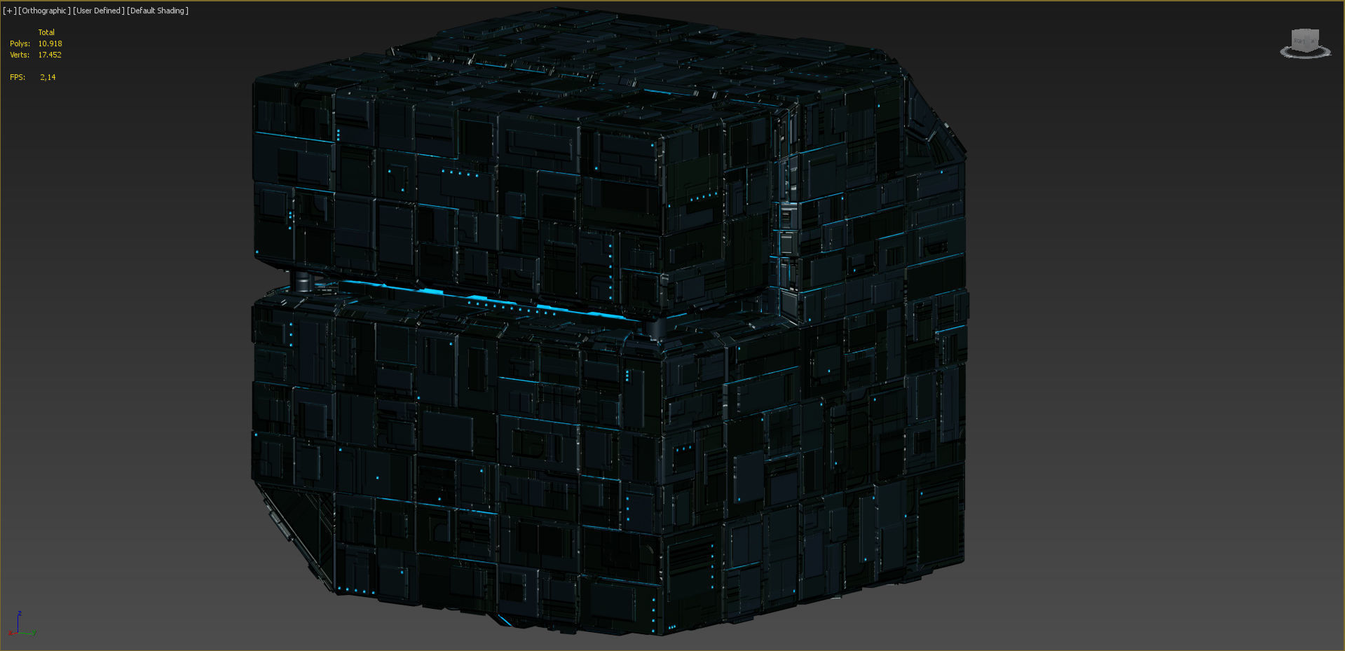 Borg Cube Space Station Ship Box Lowpoly Low-poly 3D model_5
