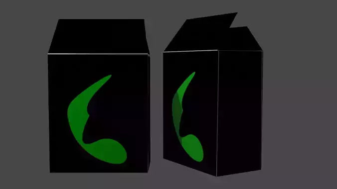 low poly box with leaf Low-poly 3D model