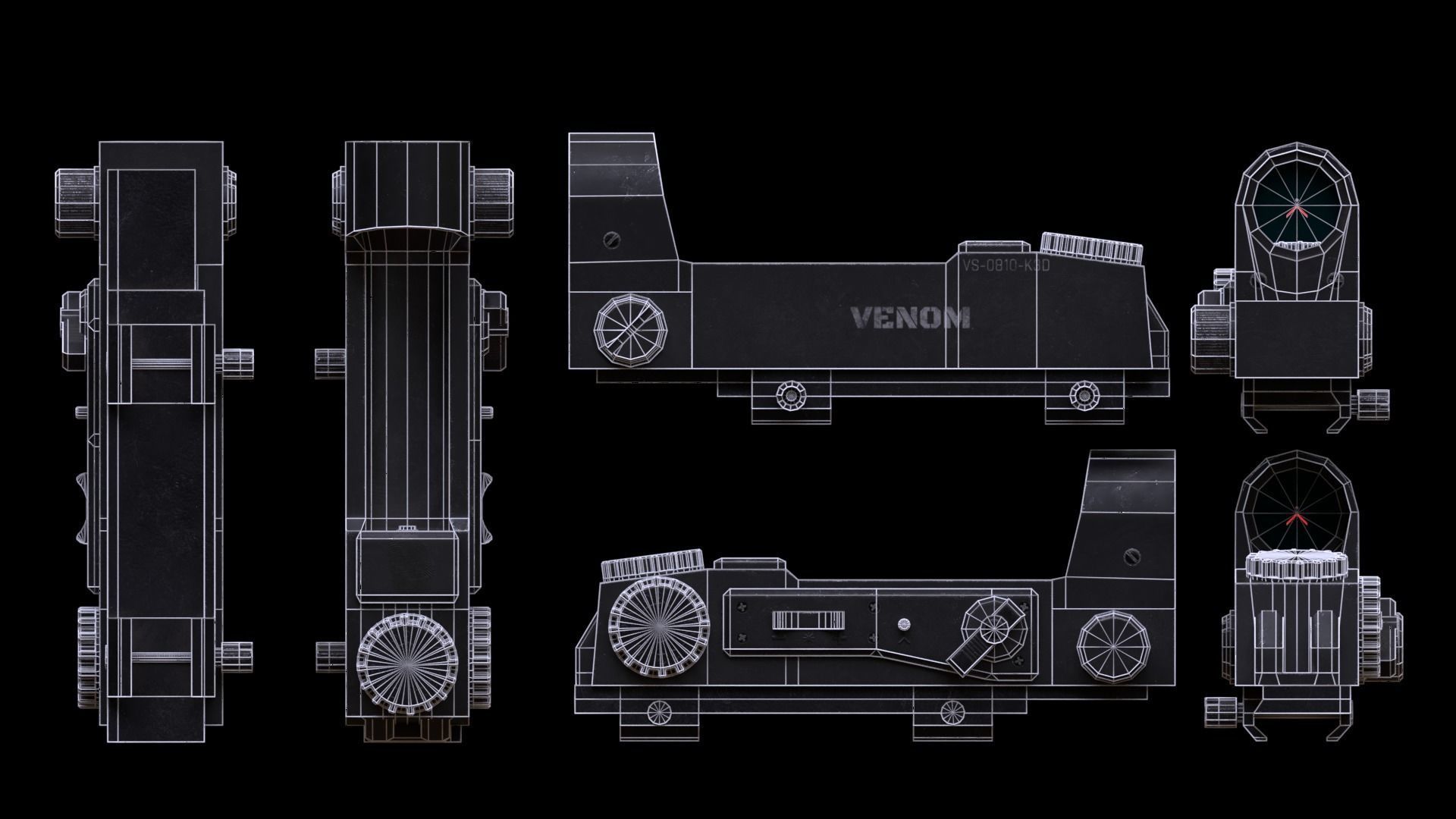 Venom Red Dot Sight Low-poly 3D model_3