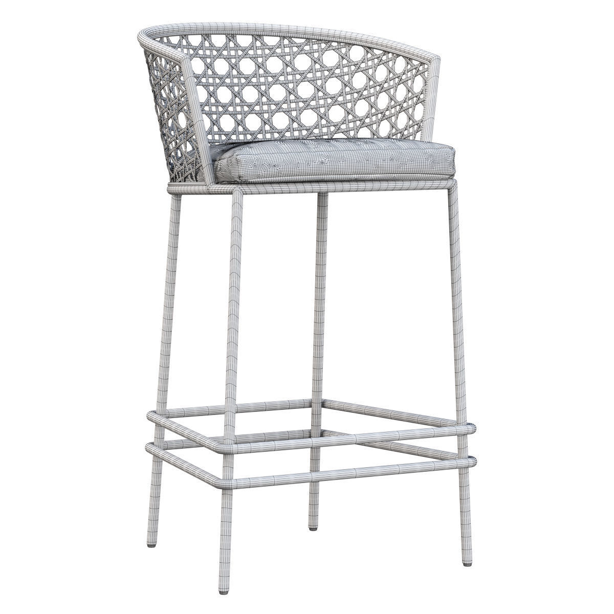Rimma rattan bar stool  3D model_6