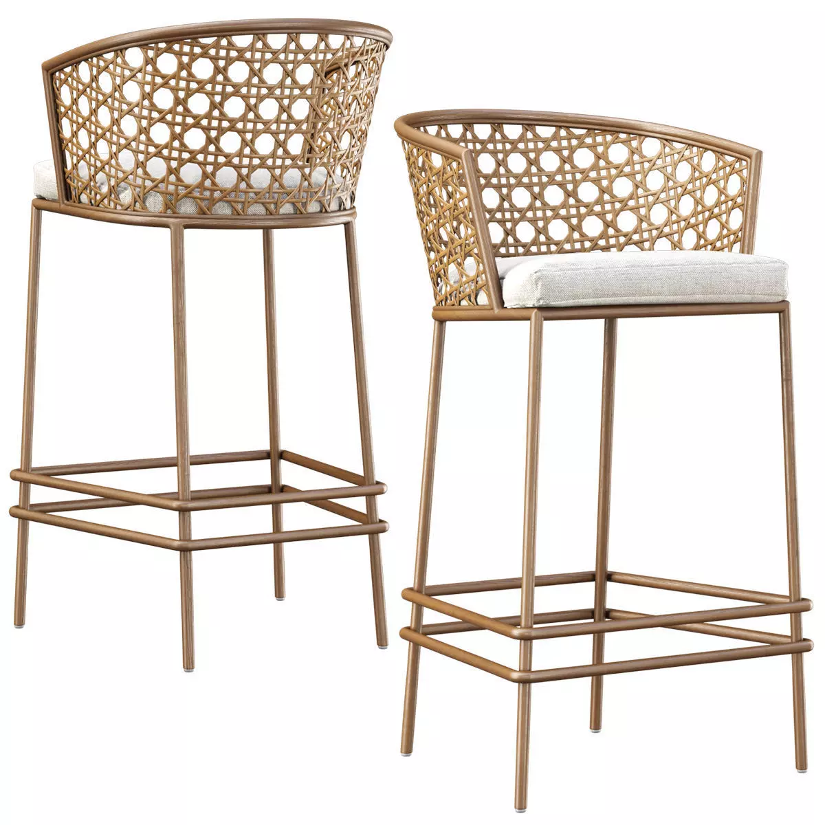 Rimma rattan bar stool  3D model_0