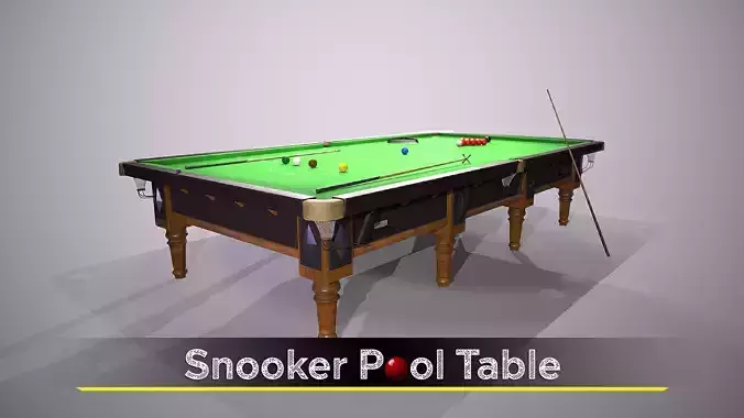 12ft Snooker Pool Table Low-poly 3D model