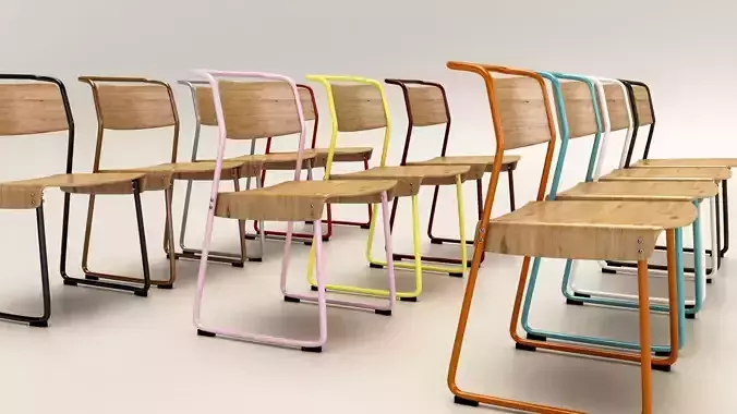 Canteen Utility Chair HQ 3D Model