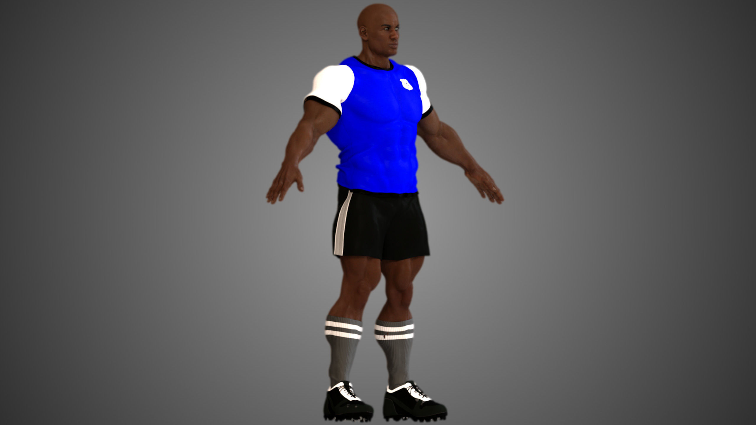 African Football Soccer Player Male 3D model_5