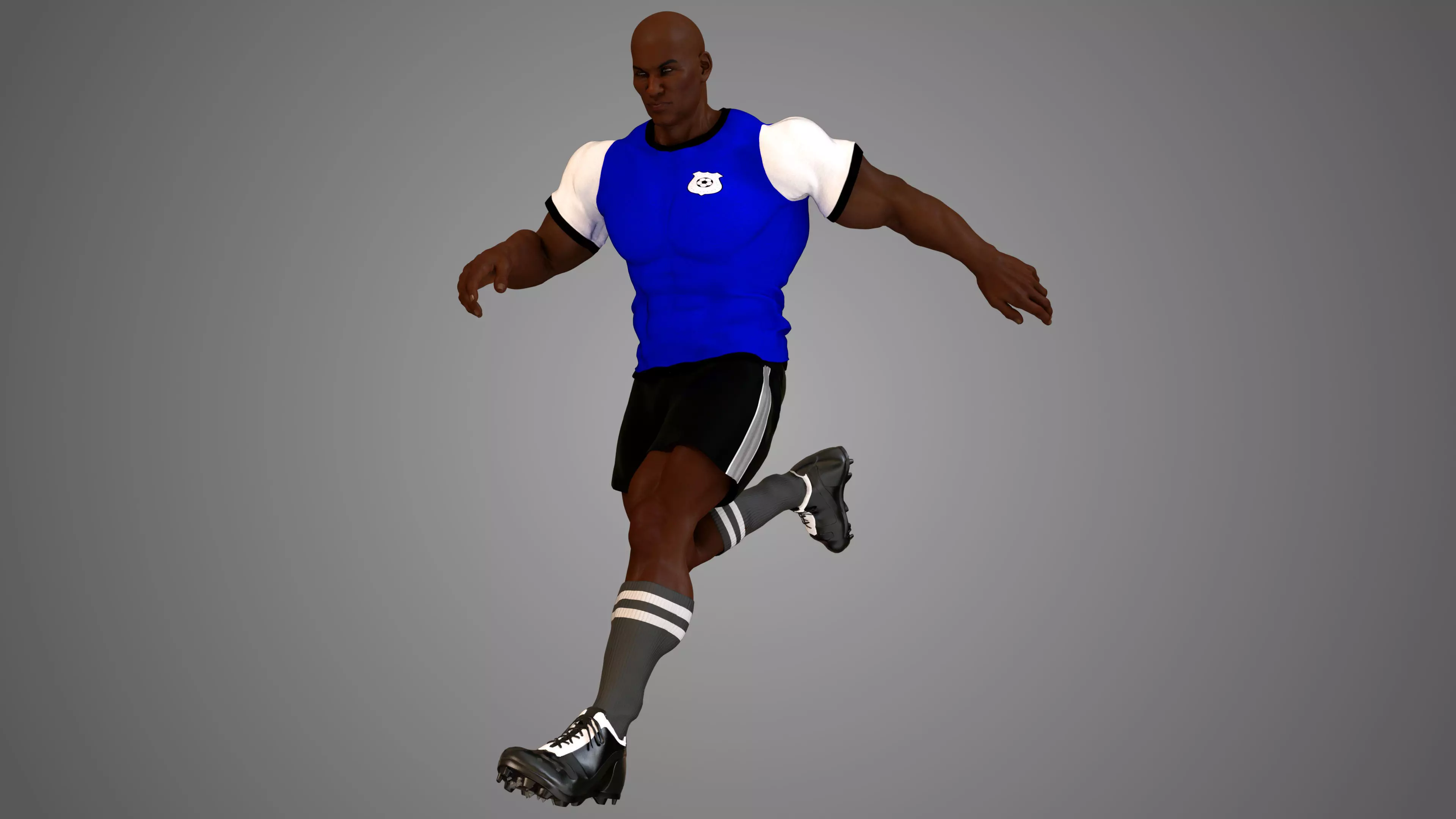 African Football Soccer Player Male 3D model_0