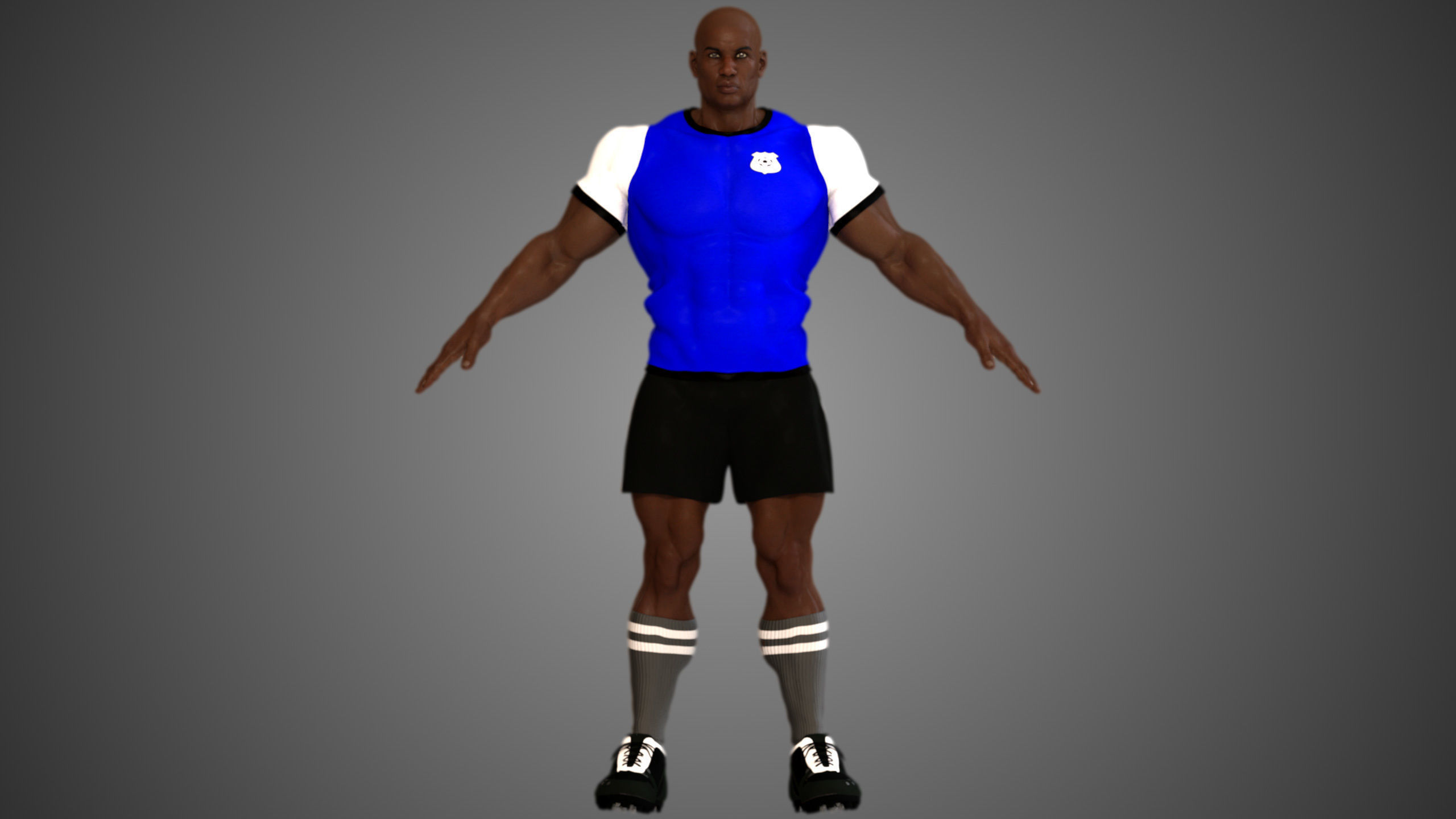 African Football Soccer Player Male 3D model_6