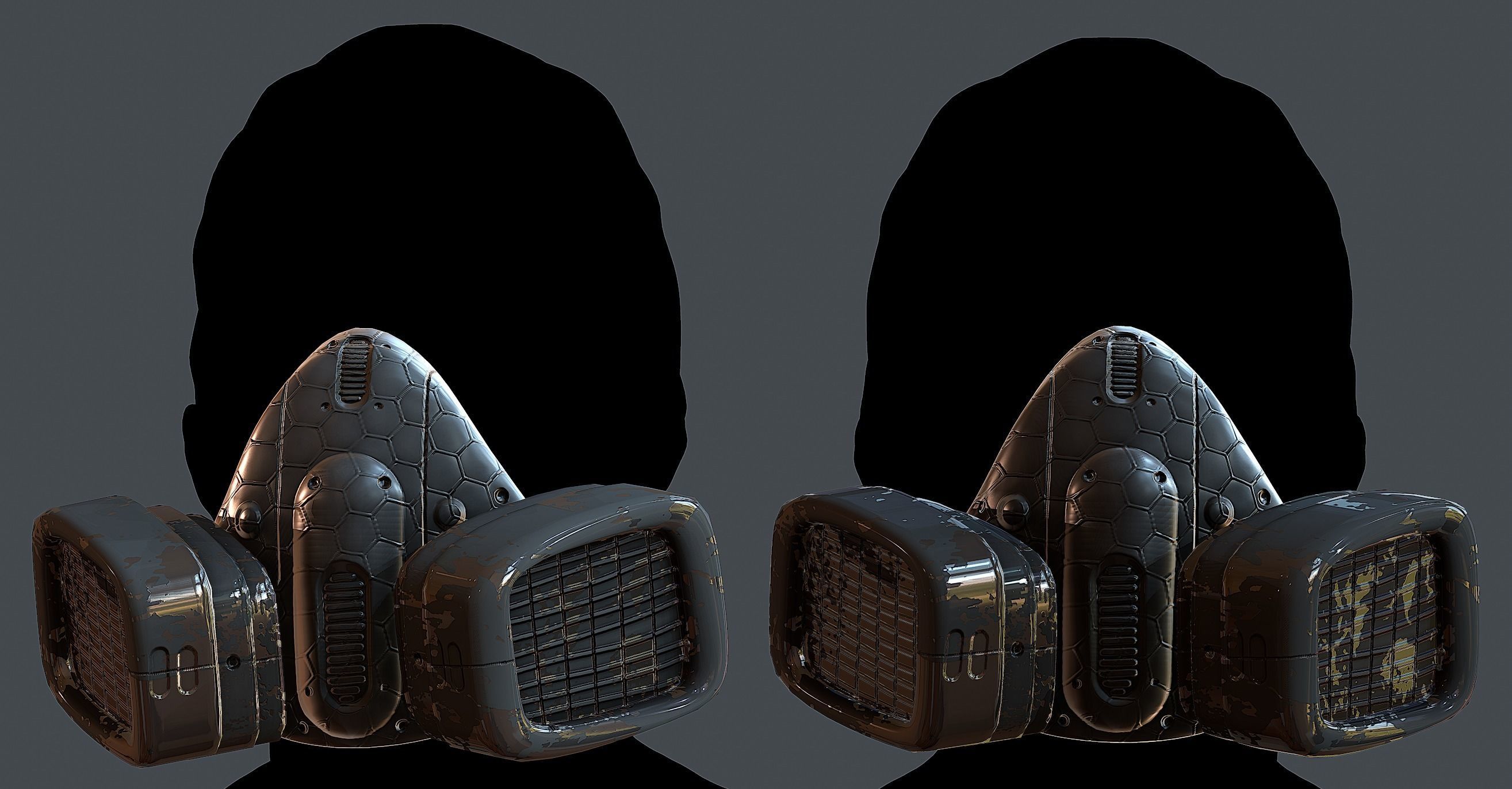 Gas mask helmet 3d model scifi Low-poly 3D model_1