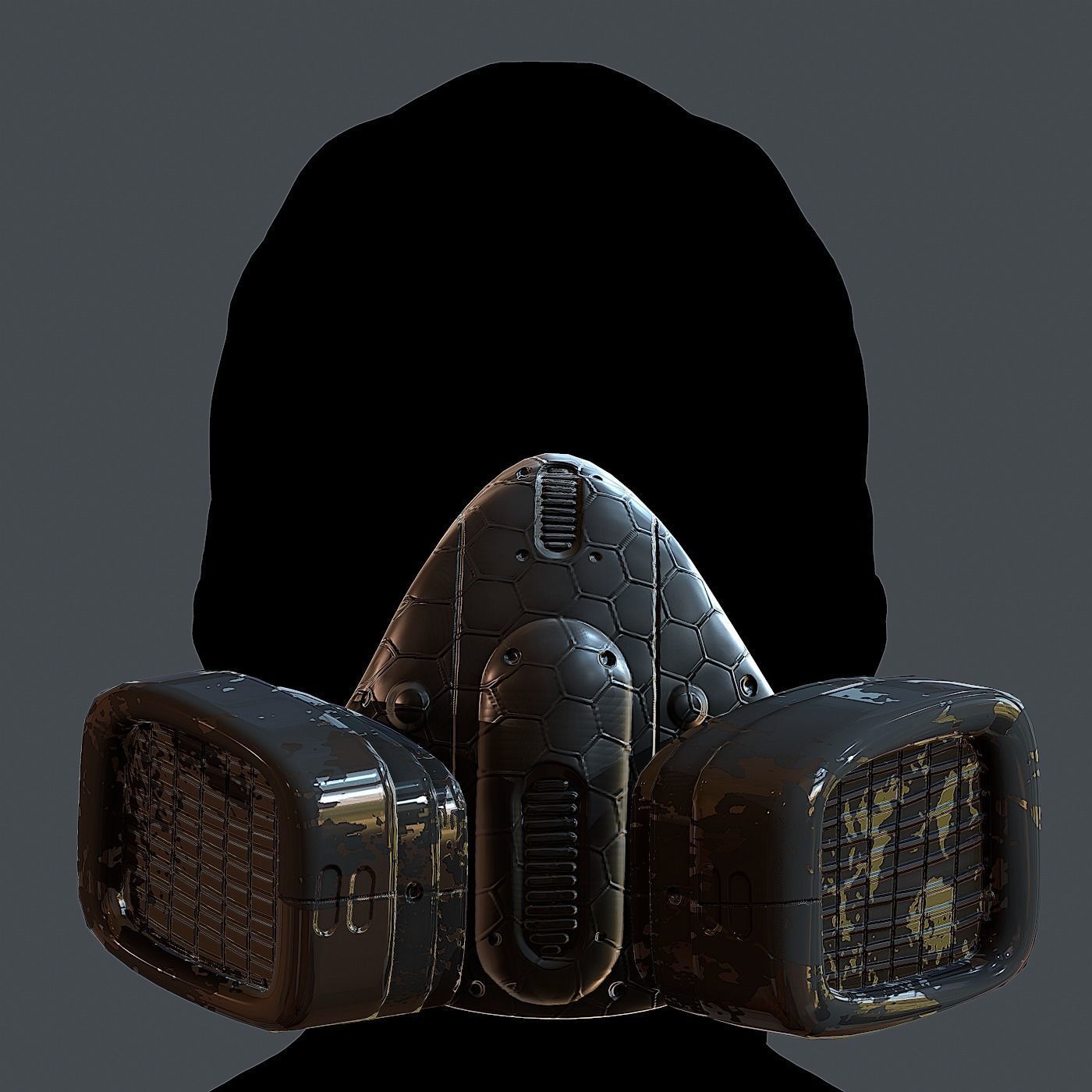 Gas mask helmet 3d model scifi Low-poly 3D model_2